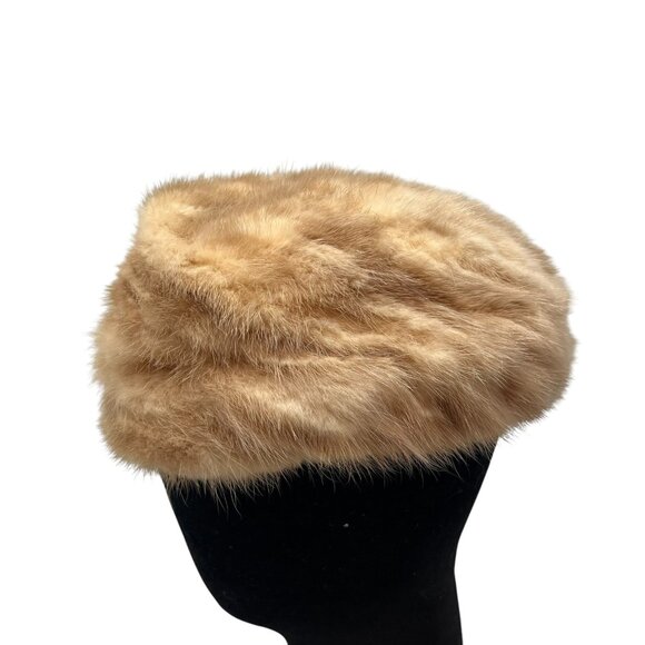 Gimbels Women's 6 3/4 Vintage Fur Pillbox Hat Cap 1950's Retro Brown USA Made - Picture 3 of 8